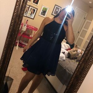 Sparkly navy blue homecoming dress